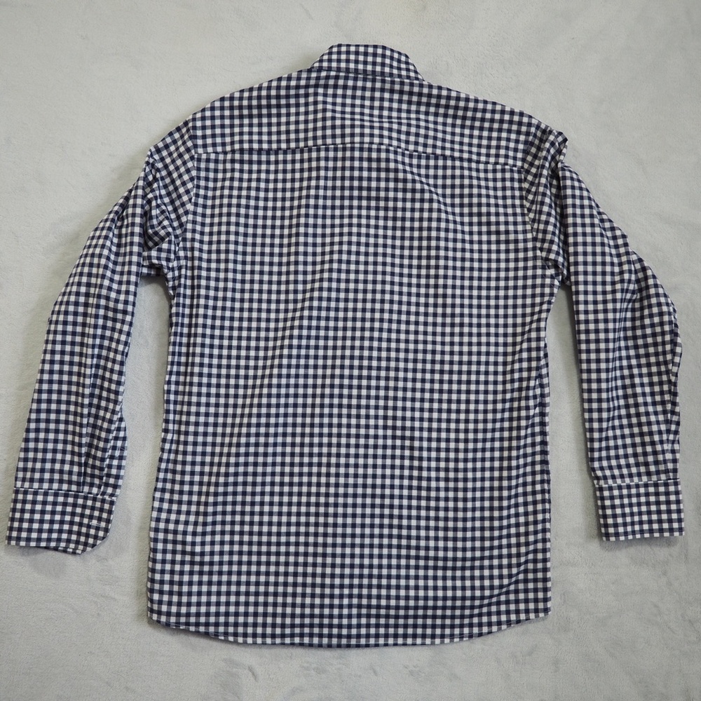 Eton Navy and White Gingham Button-Down Shirt - Picture 8 of 13